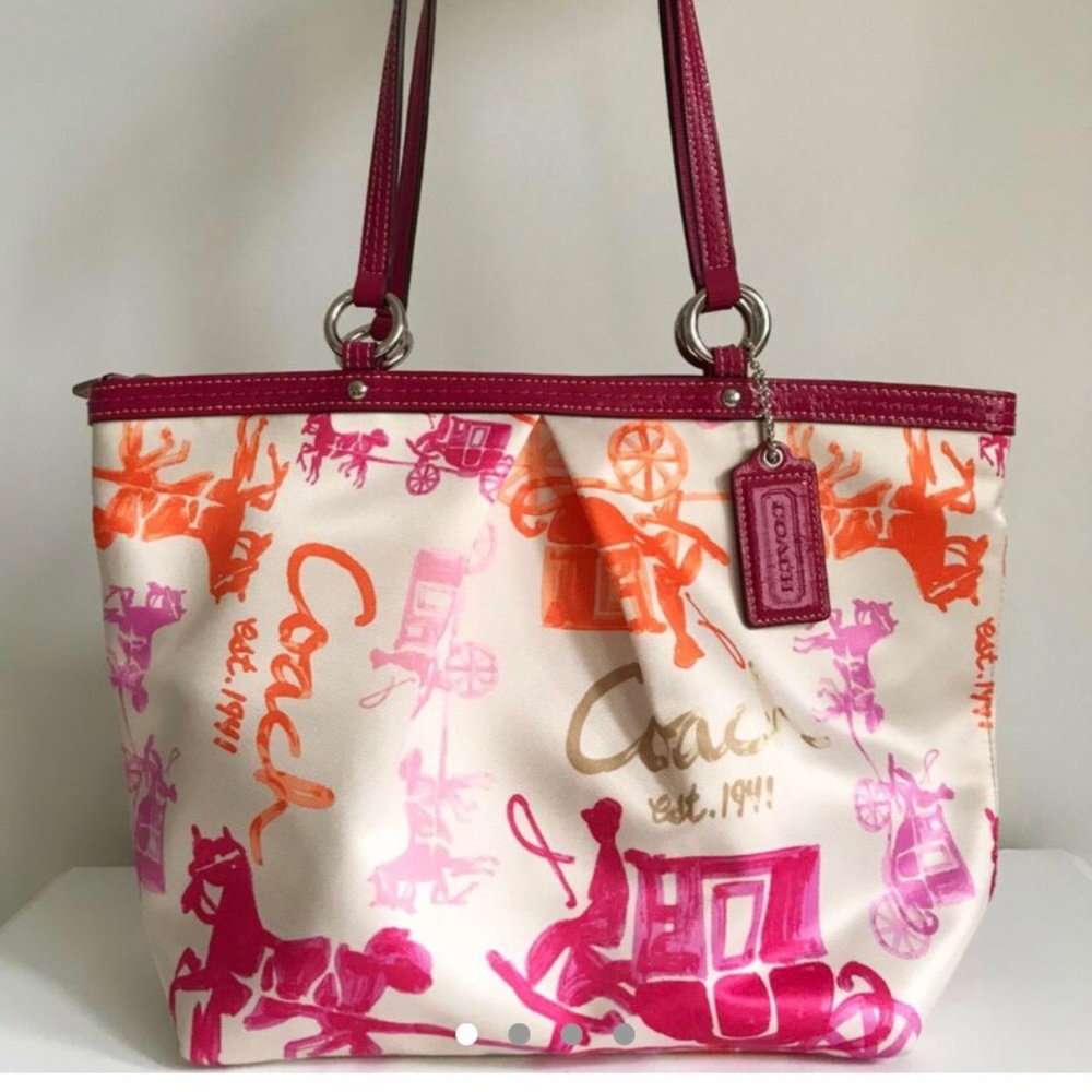 Coach Pink and Orange Graphic Tote
